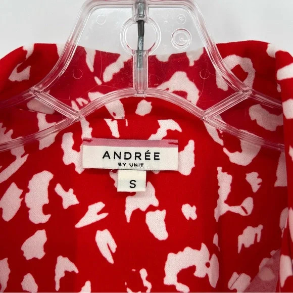 Andree By Unit Blazer Womens Small Red Cheetah Print Long Sleeve w/Roll Up Tabs - Picture 10 of 12